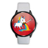 Rainbow Unicorn Print On Red Wrist Watch