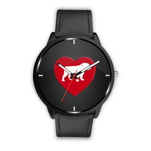 Bulldog With Heart Print Wrist Watch