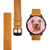 Yorkshire Terrier On Pink Print Wrist Watch