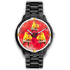 Sun Conure Parrot On Red Print Wrist watch