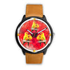 Sun Conure Parrot On Red Print Wrist watch