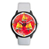 Sun Conure Parrot On Red Print Wrist watch