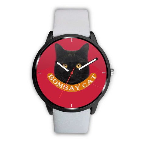 Bombay cat Print On Red Wrist Watch