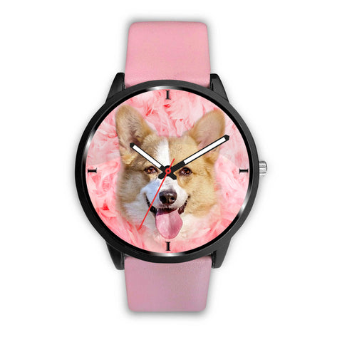 Pembroke Welsh Corgi On Pink Print Wrist Watch