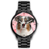 Australian Shepherd On Pink Print Wrist Watch