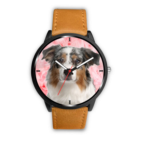 Australian Shepherd On Pink Print Wrist Watch