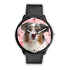 Australian Shepherd On Pink Print Wrist Watch