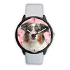 Australian Shepherd On Pink Print Wrist Watch