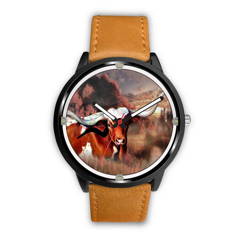 Texas Longhorn Cattle (Cow) Print Wrist Watch