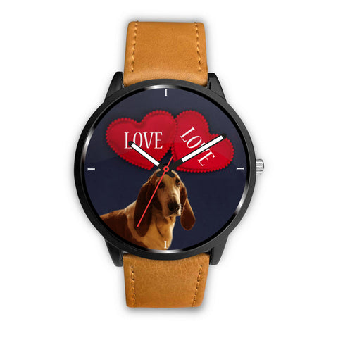 Amazing Basset Hound with Love Print Wrist Watch