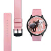 Cornish Rex Cat On Pink Print Wrist Watch