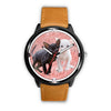 Cornish Rex Cat On Pink Print Wrist Watch