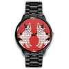 Japanese Bobtail Cat Print On Red Wall Wrist Watch
