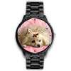 Pomeranian On Pink Print Wrist Watch