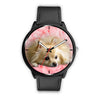 Pomeranian On Pink Print Wrist Watch