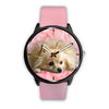 Pomeranian On Pink Print Wrist Watch