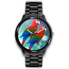 Red And Green Macaw Parrot Print Wrist Watch