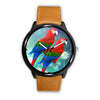 Red And Green Macaw Parrot Print Wrist Watch