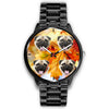 Laughing Pug Dog Print Wrist Watch