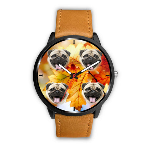 Laughing Pug Dog Print Wrist Watch