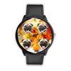 Laughing Pug Dog Print Wrist Watch