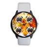 Laughing Pug Dog Print Wrist Watch