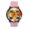 Laughing Pug Dog Print Wrist Watch