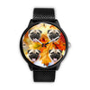 Laughing Pug Dog Print Wrist Watch