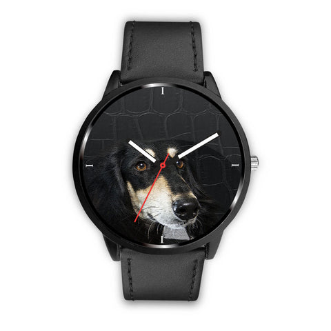 Black Saluki Dog Print Wrist Watch