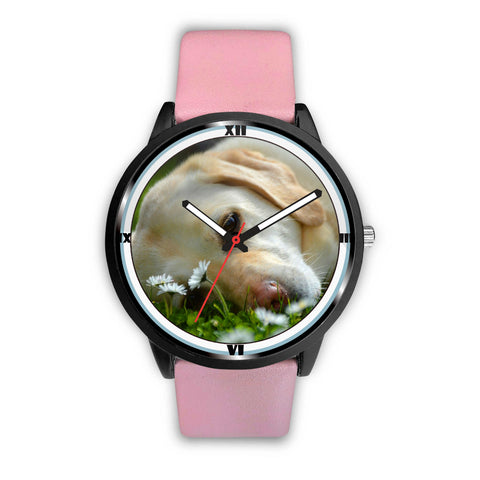 Lovely Labrador Dog With Flower Print Wrist Watch