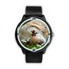 Lovely Labrador Dog With Flower Print Wrist Watch