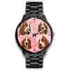 Basset Hound On Pink Print Wrist Watch