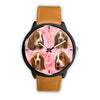 Basset Hound On Pink Print Wrist Watch