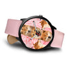 Cute Shiba Inu On Pink Print Wrist Watch