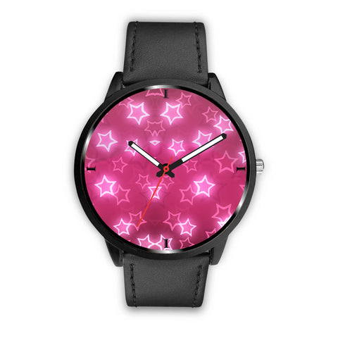 Stars On Pink Print Wrist Watch