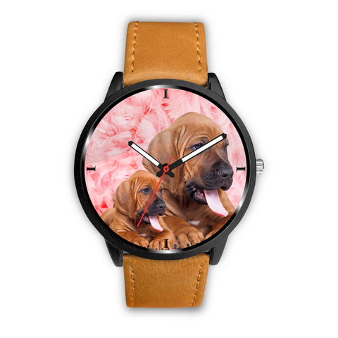 Bloodhound On Pink Print Wrist Watch