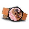 Bloodhound On Pink Print Wrist Watch