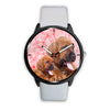 Bloodhound On Pink Print Wrist Watch