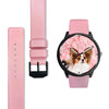 Cute Papillon Dog On Pink Print Wrist Watch