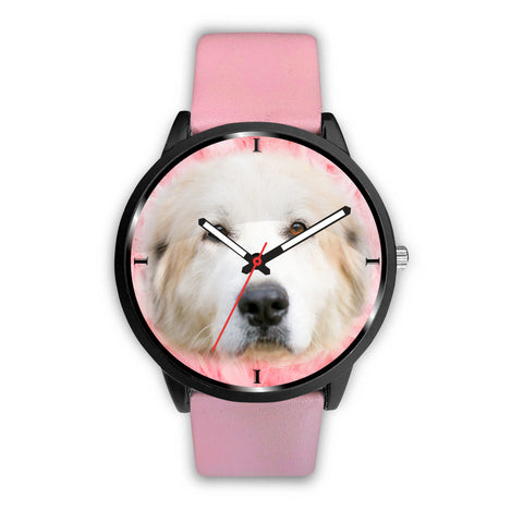 Great Pyrenees On Pink Print Wrist Watch