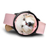 Great Pyrenees On Pink Print Wrist Watch