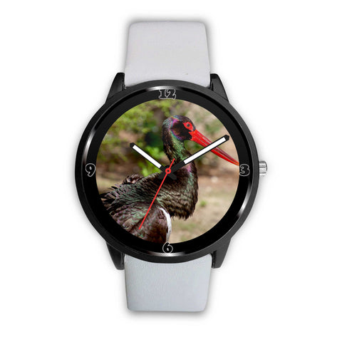 Black Stork Bird Print Wrist Watch