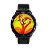 Flamingo Bird In Heart Shape Print Wrist Watch