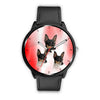Toy Fox Terrier Print On Red Wrist Watch