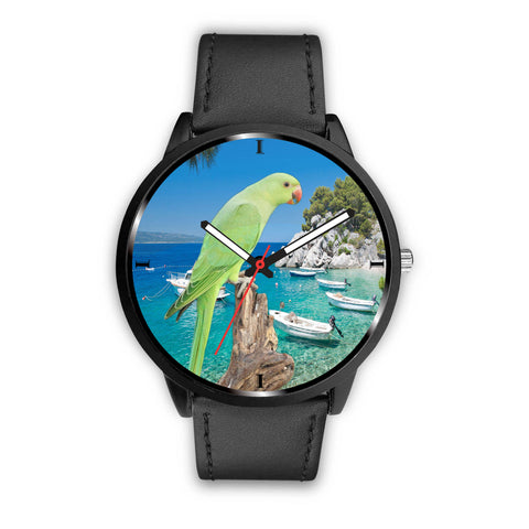 Lovely RoseRinged Parakeet Print Wrist Watch