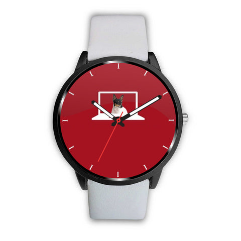 Toy fox terrier Print on red Wrist Watch