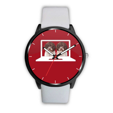 Lagotto Romagnolo dog Print On Red Wrist Watch