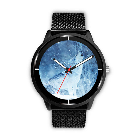 Snowy Wolf Print Wrist Watch
