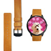 Goldendoodle On Pink Print Wrist Watch