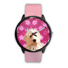 Goldendoodle On Pink Print Wrist Watch